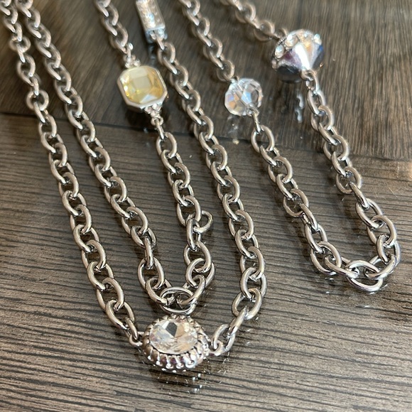 Chico’s Silver-tone Long Chain Station Necklace with Gems - Picture 5 of 14